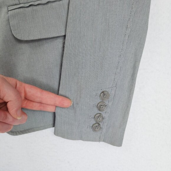 Banana Republic Jacket Womens 4 Gray Pinstripe Stretch Single Button Blazer - Picture 5 of 15